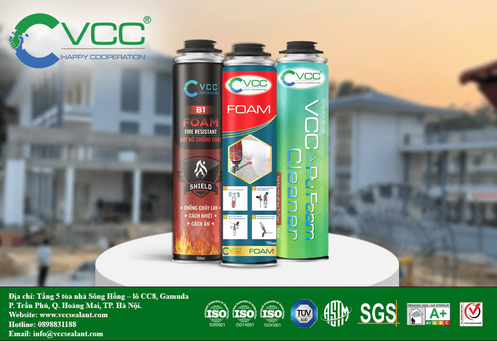 các sản phẩm keo pu foam và pu foam cleaner của VCC VCC Sealant Sản xuất phân phối keo silicone và chất kết dính chuyên nghiệp các sản phẩm keo pu foam và pu foam cleaner của VCC
