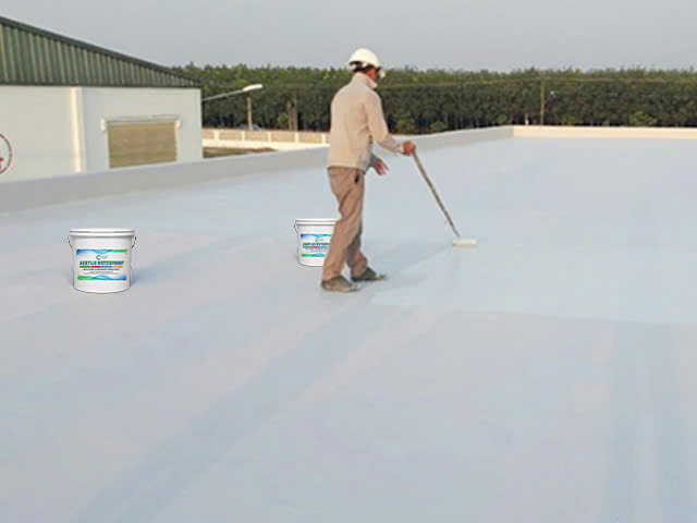 Thi công keo chống thấm Acrylic VCC AW102 cho mái nhà