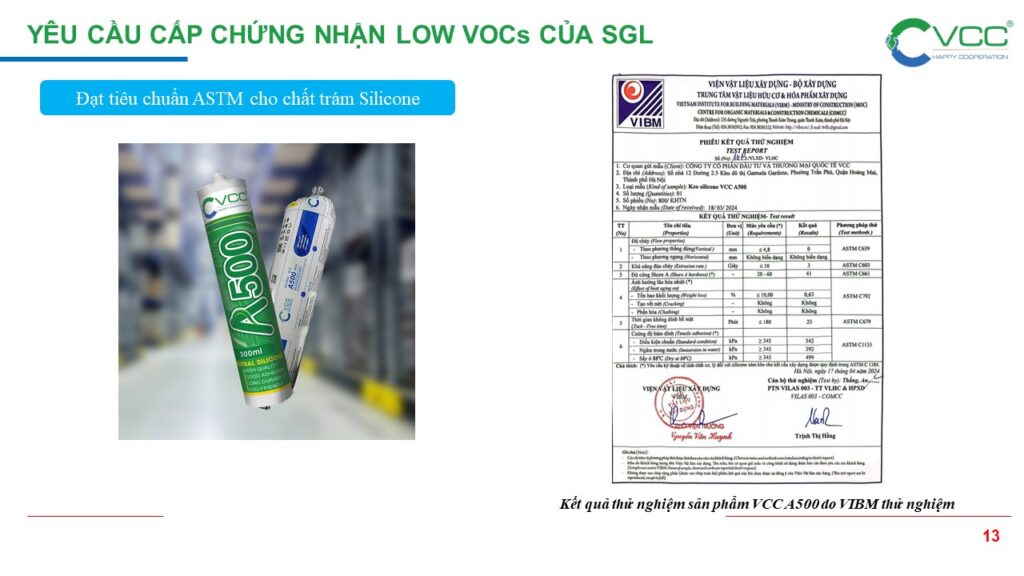 Keo Silicone VCC đáp ứng tiêu chuẩn quốc tế về chất lượng và an toàn VCC Sealant Sản xuất phân phối keo silicone và chất kết dính chuyên nghiệp Keo Silicone VCC đáp ứng tiêu chuẩn quốc tế về chất lượng và an toàn