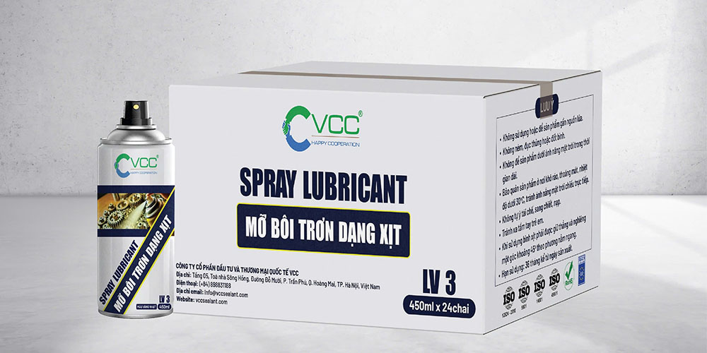 Mỡ bôi trơn dạng xịt LV 3 VCC Sealant Sản xuất phân phối keo silicone và chất kết dính chuyên nghiệp Mỡ bôi trơn dạng xịt LV 3