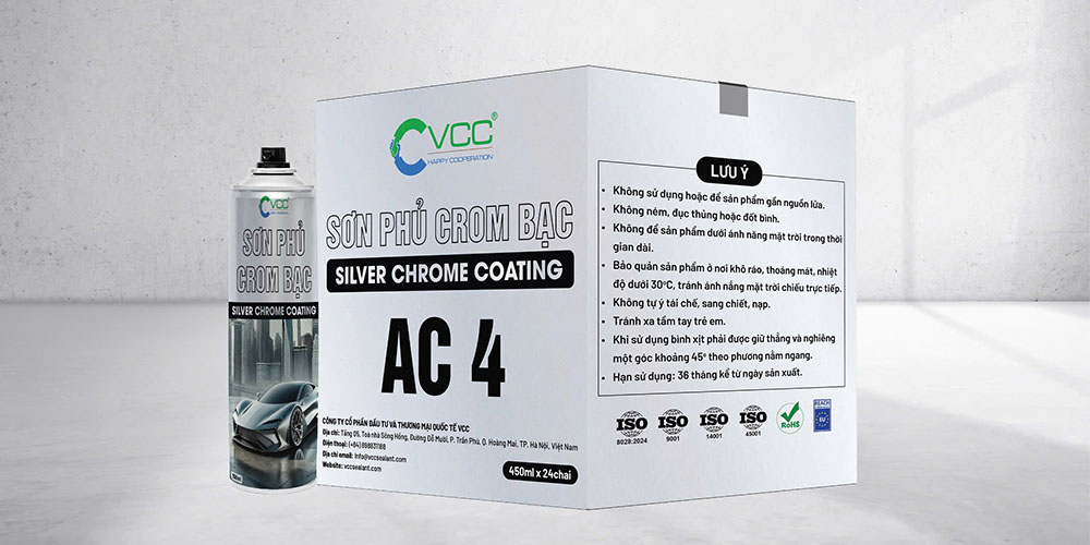 Sơn phủ crom bạc AC 4 VCC Sealant Sản xuất phân phối keo silicone và chất kết dính chuyên nghiệp Sơn phủ crom bạc AC 4
