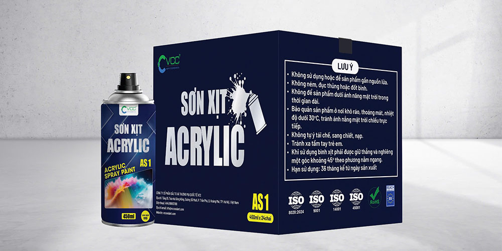 Sơn xịt acrylic AS 1 VCC Sealant Sản xuất phân phối keo silicone và chất kết dính chuyên nghiệp Sơn xịt acrylic AS 1