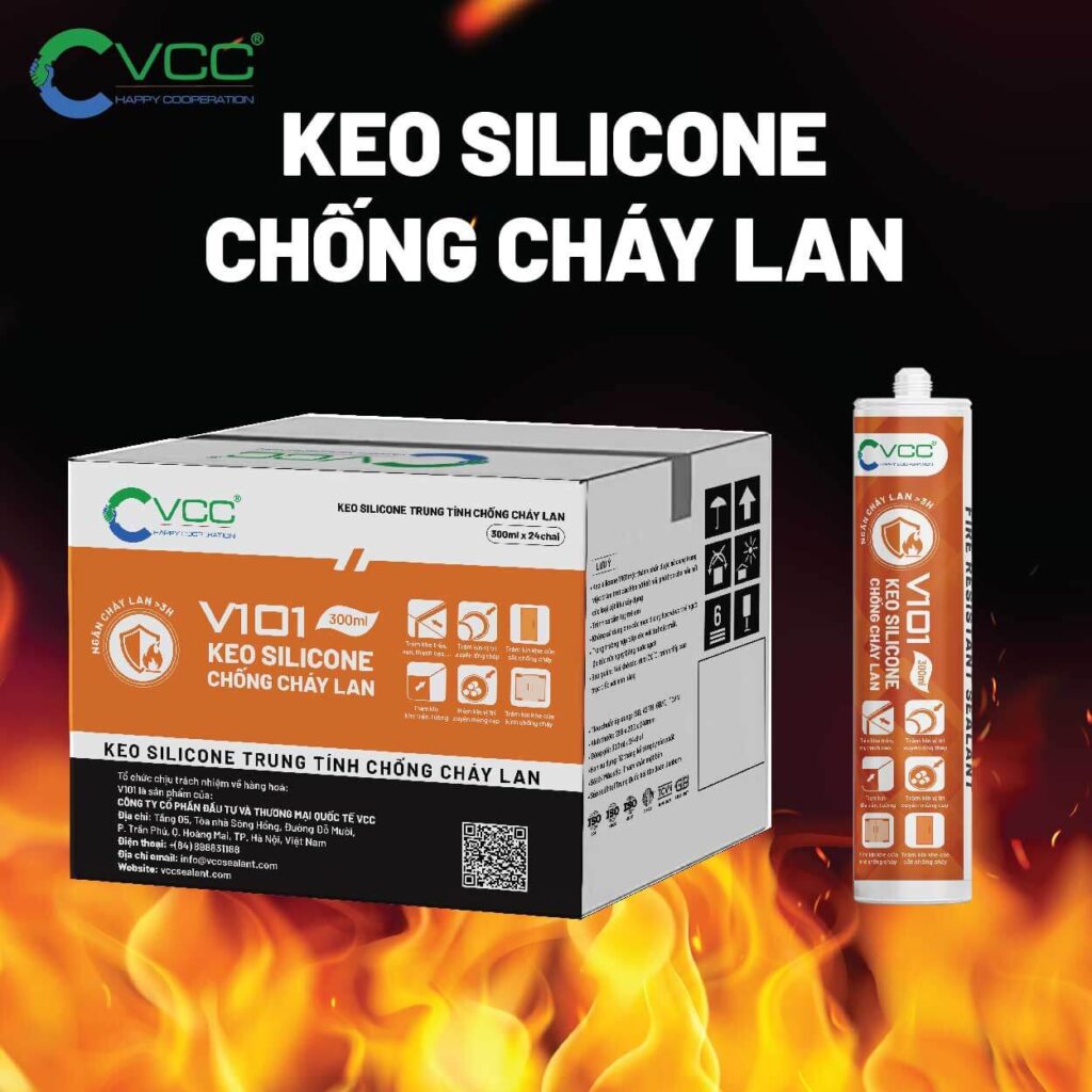 Keo silicone chống cháy lan V101 VCC Sealant Sản xuất phân phối keo silicone và chất kết dính chuyên nghiệp Keo silicone chống cháy lan V101