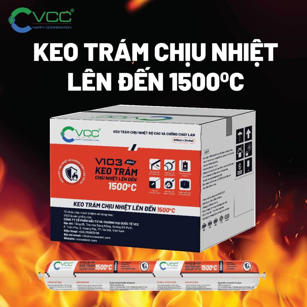 Keo trám chịu nhiệt V103 VCC Sealant Sản xuất phân phối keo silicone và chất kết dính chuyên nghiệp Keo trám chịu nhiệt V103