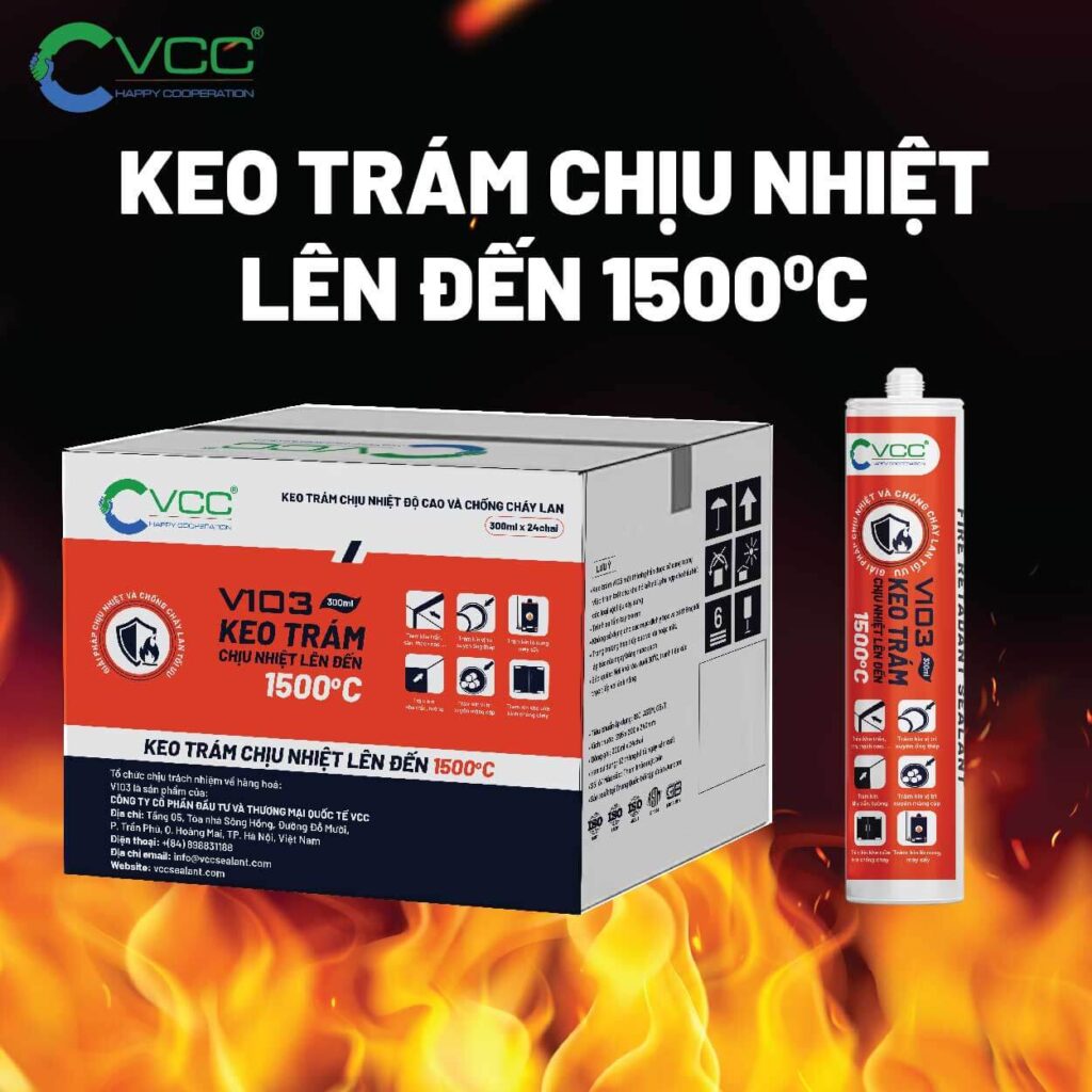 Keo trám chịu nhiệt V103 VCC Sealant Sản xuất phân phối keo silicone và chất kết dính chuyên nghiệp Keo trám chịu nhiệt V103