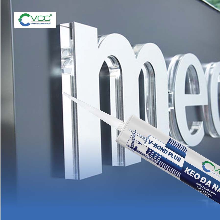 Dán chữ nổi bằng keo dán VBond Plus VCC Sealant Sản xuất phân phối keo silicone và chất kết dính chuyên nghiệp Dán chữ nổi bằng keo dán V Bond Plus