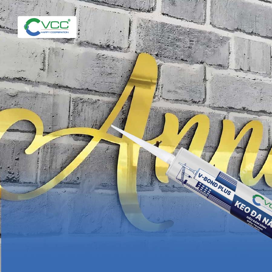 Dán dính vật liệu quảng cáo bằng keo dán VBond Plus VCC Sealant Sản xuất phân phối keo silicone và chất kết dính chuyên nghiệp Dán dính vật liệu quảng cáo bằng keo dán V Bond Plus