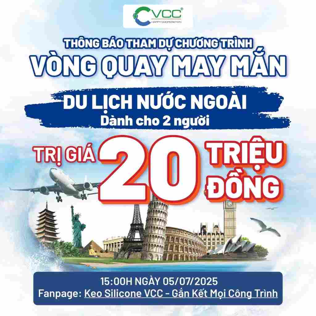 Livestream trên Fanpage VCC để tìm ra chủ nhân giải thưởng VCC Sealant Sản xuất phân phối keo silicone và chất kết dính chuyên nghiệp Livestream trên Fanpage VCC để tìm ra chủ nhân giải thưởng