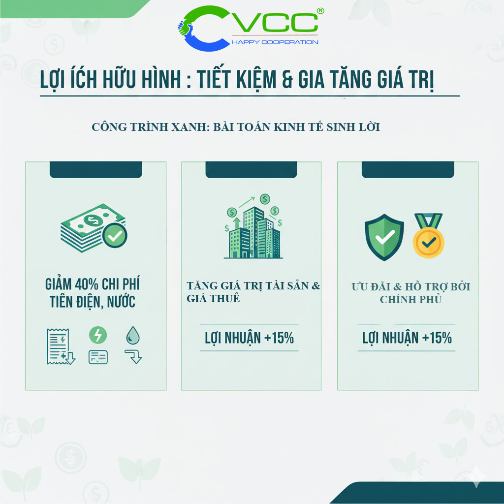 Lợi ích hữu hình của Công trình xanh VCC Sealant Sản xuất phân phối keo silicone và chất kết dính chuyên nghiệp Lợi ích hữu hình của Công trình xanh