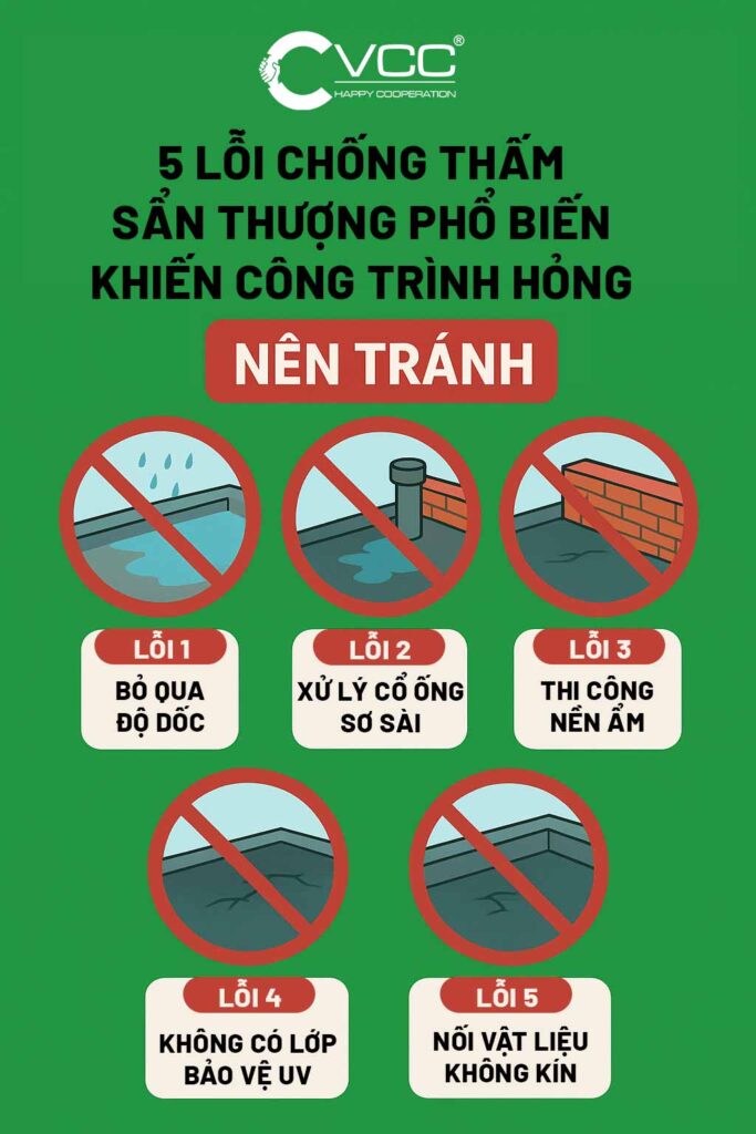 5 lỗi chống thấm sân thượng khiến công trình hỏng » VCC Sealant - Sản xuất, phân phối keo silicone và chất kết dính chuyên nghiệp 5 lỗi chống thấm sân thượng khiến công trình hỏng