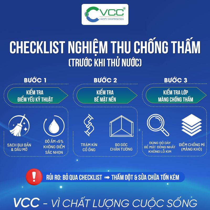 Checklist Nghiệm thu Chống thấm chi tiết trước khi thử nước » VCC Sealant - Sản xuất, phân phối keo silicone và chất kết dính chuyên nghiệp Checklist Nghiệm thu Chống thấm chi tiết trước khi thử nước