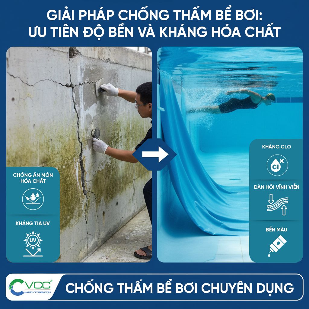 Giải pháp chống thấm bể bơi - Ưu tiên độ bền và kháng hóa chất