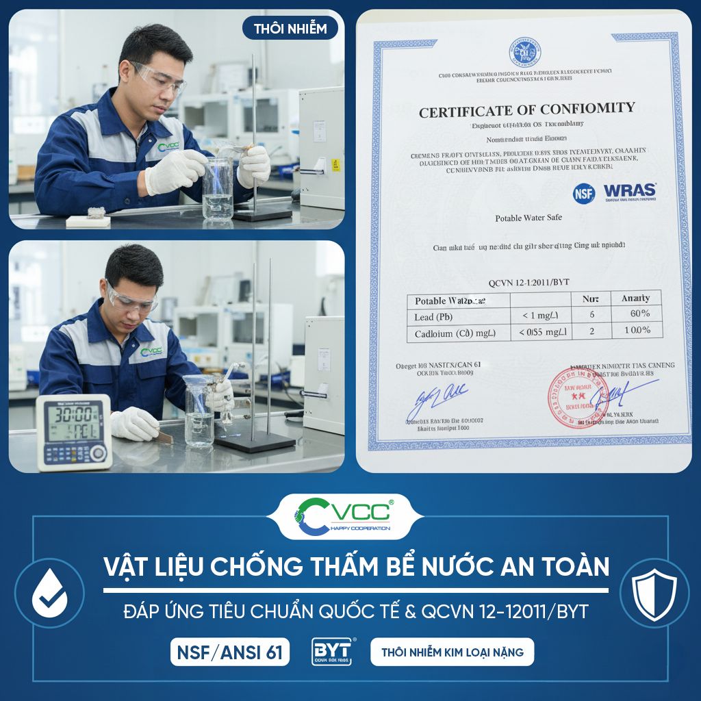 Tiêu chuẩn vật liệu an toàn cho chống thấm bể nước ăn