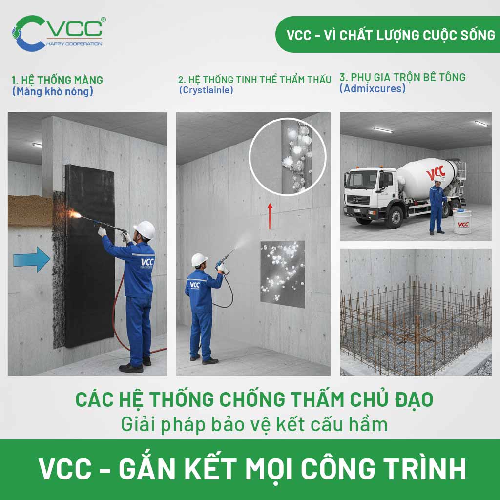 Vật liệu chuyên dụng cho chống thấm tầng hầm và bể ngầm