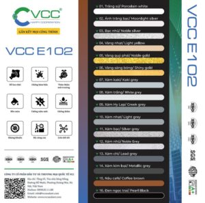 Bảng màu keo chít mạch epoxy VCC E102 đa dạng màu sắc lựa chọn