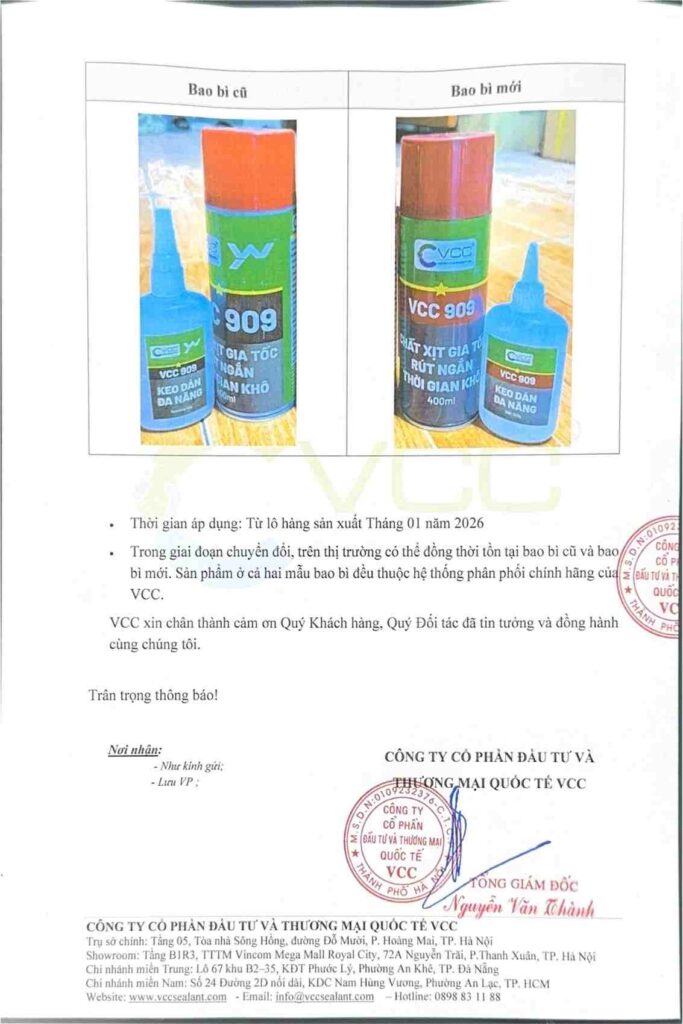 Mẫu Bao Bì Mới Của Vcc 909 