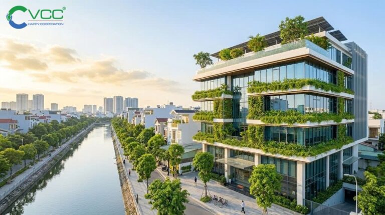 Công cụ tính điểm LOTUS BIO cho công trình đang vận hành - VCC Sealant » VCC Sealant - Sản xuất, phân phối keo silicone và chất kết dính chuyên nghiệp Phối Cảnh Tòa Nhà Văn Phòng Xanh Hiện đại đang Vận Hành được Bao Phủ Bởi Cây Xanh Và Có Tấm Pin Năng Lượng Mặt Trời Minh Họa Cho Công Cụ Chấm điểm Lotus Bio Của Vcc Sealant Vcc Sealant Sản Xuất Phân Phối Keo Silicone Và Chất Kết Dính Chuyên Nghiệp