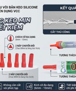 Hình ảnh Giới Thiệu Bộ đầu Vòi Bắn Keo Silicone Vcc Gồm 8 Vòi Kích Cỡ 6mm 10mm Và 2 Nắp Chuyển đổi So Sánh Kết Quả đường Keo Mịn đẹp Khi Dùng Vòi Vcc Và đường Keo Nham Nhở Khi Cắt Thủ Công  Vcc Sealant   Sản Xuất Phân Phối Keo Silicone Và Chất Kết Dính Chuyên Nghiệp