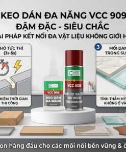 Infographic 4 đặc điểm Nổi Bật Của Keo Dán đa Năng Vcc 909 Khô Nhanh 3 Giây Sức Bền Kéo Mạnh Mẽ Mối Dán Trong Suốt Và Dán đa Vật Liệu Gỗ đá Kim Loại  Vcc Sealant   Sản Xuất Phân Phối Keo Silicone Và Chất Kết Dính Chuyên Nghiệp