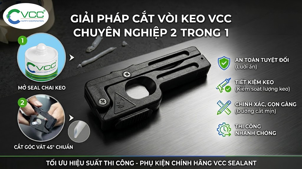 Dụng cụ cắt đầu vòi keo VCC - Phụ kiện thi công chuyên nghiệp » VCC Sealant - Sản xuất, phân phối keo silicone và chất kết dính chuyên nghiệp Hướng Dẫn Cách Sử Dụng Dụng Cụ Cắt đầu Vòi Keo Vcc Chuyên Dụng Cho Keo Silicone Giúp Cắt Góc 45 độ Chuẩn Và an Toàn Tuyệt đối