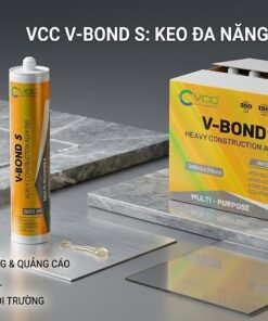 Ảnh Keo Dán Xây Dựng Vcc V bond S Thể Hiện Tuýp 300ml Và Thùng 24 Tuýp Trên Bề Mặt đá Cẩm Thạch Và Nhôm Cùng Với Logo Vcc Văn Bản Nhấn Mạnh Tính đa Dụng Của Sản Phẩm Trong Quảng Cáo Và Xây Dựng  Vcc Sealant   Sản Xuất Phân Phối Keo Silicone Và Chất Kết Dính Chuyên Nghiệp