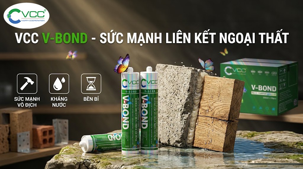 Keo VCC VBond Ngoại thất Siêu liên kết gỗ đá » VCC Sealant - Sản xuất, phân phối keo silicone và chất kết dính chuyên nghiệp Keo Dán Xây Dựng Vcc V bond Thể Hiện Khả Năng Siêu Liên Kết Giữa Gỗ Và đá Trong Môi Trường Nước Chuyên Dụng Cho Ngoại Thất