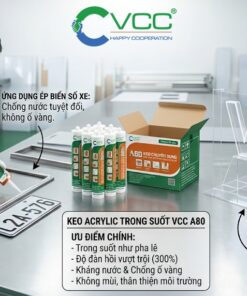 Thi công thực tế keo Acrylic VCC A80 trong suốt dán mica và ép biển số xe chống nước