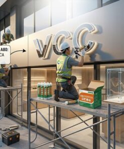 Keo dán mica chuyên dụng VCC A80 trong suốt như pha lê, đàn hồi 300%, chịu chấn động, dùng cho ép biển số xe và quảng cáo ngoài trời. \