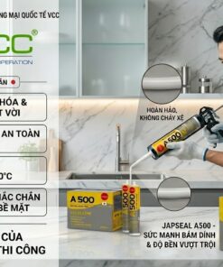 Keo silicone Japseal A500 VCC công nghệ Nhật Bản chống tia UV chịu nhiệt và bám dính vượt trội cho công trình.