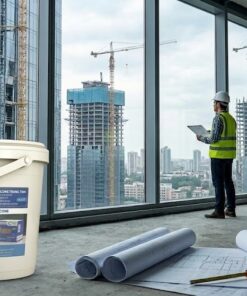 Thùng keo Silicone VCC A500 Plus 19L trung tính chất lượng cao tại công trường xây dựng hiện đại.