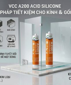 Một Chai Keo Silicone Axit Vcc A200 Nhãn Cam đặt Cạnh Mối Nối Kính Cường Lực Không Khung Và Chậu Sứ Trong Phòng Tắm Thể Hiện đường Keo Trong Suốt Mịn Màng Trên Kính Và Gốm  Vcc Sealant   Sản Xuất Phân Phối Keo Silicone Và Chất Kết Dính Chuyên Nghiệp