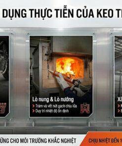 Keo trám chịu nhiệt VCC V103 cho 3 ứng dụng: Công nghiệp chế tạo (ống xả), Lò nung & Lò nướng (trám khe), Xây dựng & Kết cấu (