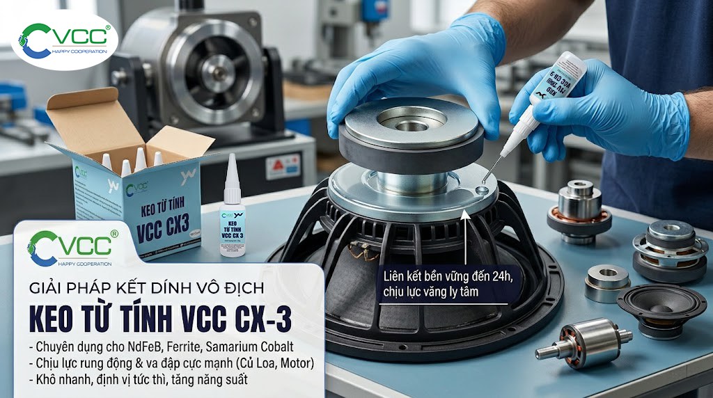 Keo từ tính VCC CX 3 Dán củ loa nam châm » VCC Sealant - Sản xuất, phân phối keo silicone và chất kết dính chuyên nghiệp Kỹ Thuật Viên đang Tra Keo Từ Tính Vcc Cx 3 Dạng Lỏng để Kết Dính Nam Châm Và Khung Củ Loa đảm Bảo độ Thẩm Thấu Cao Và Chịu Lực Văng Ly Tâm Vcc Sealant Sản Xuất Phân Phối Keo Silicone Và Chất Kết Dính Chuyên Nghiệp