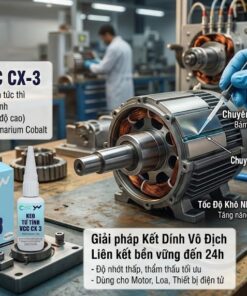 Nhân viên kỹ thuật đang sử dụng keo từ tính VCC CX-3 để dán nam châm vĩnh cửu vào rotor motor điện trong nhà xưởng công nghiệp.