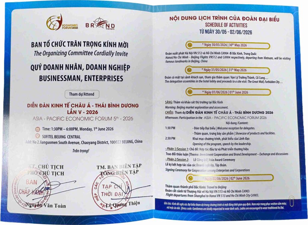 Lịch trình hoạt động đoàn đại biểu VCC tại Diễn đàn Kinh tế Châu Á – Thái Bình Dương 2026. » VCC Sealant - Sản xuất, phân phối keo silicone và chất kết dính chuyên nghiệp Chi Tiết Lịch Trình 4 Ngày Công Tác Của đoàn đại Biểu Vcc Tại Bắc Kinh Trung Quốc Tham Dự Diễn đàn Kinh Tế Châu Á Thái Bình Dương Lần Thứ 5