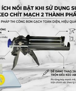 Tổng hợp lợi ích của súng bắn keo 2 thành phần VCC trong thi công ron gạch: Tiết kiệm thời gian, kiểm soát keo chính xác và độ bền cao.
