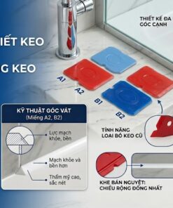 Miếng Nhựa Miết Keo Silicone Vcc Phong Cách Studio Với Bộ 4 Miếng A1 A2 B1 B2 Màu đỏ Xanh Mô Tả Kỹ Thuật Góc Bo Tròn Và Góc Vát Trên Bối Cảnh Bàn đá Phòng Tắm Hiện đại  Vcc Sealant   Sản Xuất Phân Phối Keo Silicone Và Chất Kết Dính Chuyên Nghiệp