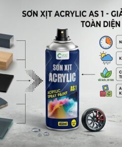 Sơn xịt Acrylic AS 1 của VCC bám dính cực tốt trên nhôm, gỗ, nhựa ABS, gốm sứ và thủy tinh với công nghệ gốc nước an toàn.