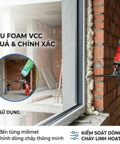 Thợ Thi Công Sử Dụng Súng Bắn Keo Pu Foam Vcc Trám Khe Hở Cửa Sổ Chuyên Nghiệp Có Van điều Chỉnh Dòng Chảy Và Bộ Vệ Sinh Súng  Vcc Sealant   Sản Xuất Phân Phối Keo Silicone Và Chất Kết Dính Chuyên Nghiệp