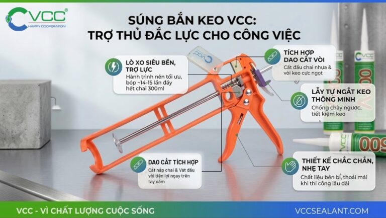 Hình ảnh Súng Bắn Keo Vcc Màu Cam Chuyên Dụng Tích Hợp Dao Cắt Vòi Và Lò Xo Trợ Lực Thi Công Cùng Keo Silicone Vcc A500  Vcc Sealant   Sản Xuất Phân Phối Keo Silicone Và Chất Kết Dính Chuyên Nghiệp