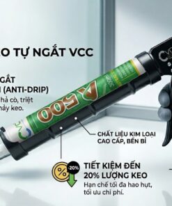 Súng Bắn Keo Tự Ngắt Vcc đang Sử Dụng Cùng Chai Keo Silicone Vcc A500 Hiển Thị Cơ Chế Chống Chảy Keo Anti drip Giúp Tiết Kiệm 20 Vật Tư Và Thi Công đường Keo Sắc Nét  Vcc Sealant   Sản Xuất Phân Phối Keo Silicone Và Chất Kết Dính Chuyên Nghiệp