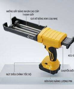 Súng điện Bắn Keo Vcc E102 đặt Trên Bệ đá Marble Sang Trọng Mô Tả Chi Tiết Các Bộ Phận Nút điều Chỉnh Tốc độ đèn Báo Pin Thanh đẩy Và Giá đỡ Kim Loại  Vcc Sealant   Sản Xuất Phân Phối Keo Silicone Và Chất Kết Dính Chuyên Nghiệp