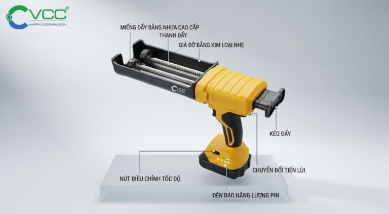Súng điện Bắn Keo Vcc E102 đặt Trên Bệ đá Marble Sang Trọng Mô Tả Chi Tiết Các Bộ Phận Nút điều Chỉnh Tốc độ đèn Báo Pin Thanh đẩy Và Giá đỡ Kim Loại  Vcc Sealant   Sản Xuất Phân Phối Keo Silicone Và Chất Kết Dính Chuyên Nghiệp