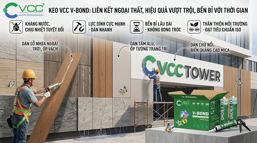 Giải pháp thi công ngoại thất toàn diện với keo xây dựng VCC V-Bond » VCC Sealant - Sản xuất, phân phối keo silicone và chất kết dính chuyên nghiệp Thi Công Thực Tế Keo Vcc V bond Ngoại Thất Dán Gỗ Nhựa Ngoài Trời ốp Tấm Alu Trang Trí Và Lắp đặt Biển Quảng Cáo Mica Cho Tòa Nhà Vcc Sealant Sản Xuất Phân Phối Keo Silicone Và Chất Kết Dính Chuyên Nghiệp