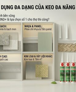 Tổng hợp các ứng dụng thực tế của keo JAPSEAL VBOND+ của VCC trên gỗ MDF, đá Granite, phào chỉ nhựa, tấm panel và trần thạch cao.