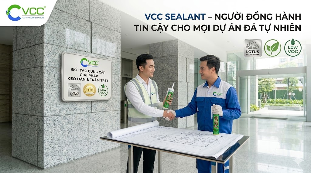 Chuyên Gia Kỹ Thuật Vcc Sealant Và đối Tác Thảo Luận Về Giải Pháp Keo Silicone Không ố Cho Dự án đá Tự Nhiên Cao Cấp đạt Tiêu Chuẩn Công Trình Xanh Lotus Và Leed
