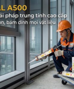 Hình ảnh thi công thực tế keo silicone Japseal A500 dạng xúc xích (túi mềm) tại công trình cao tầng Hà Nội. Giải pháp trung tính cao cấp, không ăn mòn, bám dính mọi vật liệu. Sản phẩm chính hãng VCC Sealant.