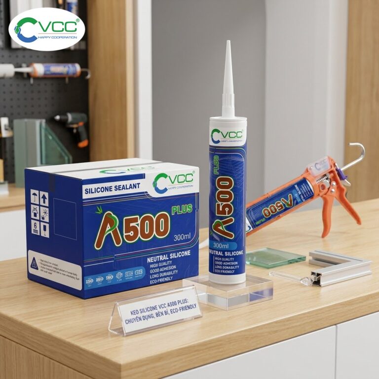 Ảnh Sản Phẩm Keo Silicone Vcc A500 Plus Trung Tính Và Thùng Carton đặt Trên Bàn Thi Công Nhôm Kính Chuyên Nghiệp  Vcc Sealant   Sản Xuất Phân Phối Keo Silicone Và Chất Kết Dính Chuyên Nghiệp