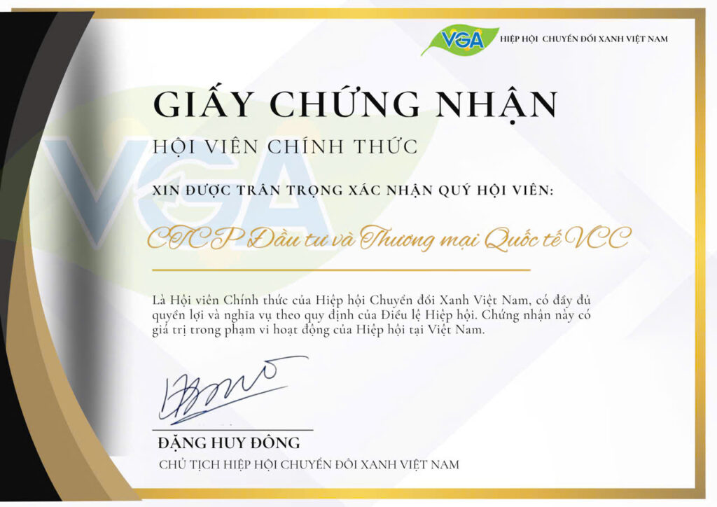 Giấy Chứng Nhận Hội Viên VGA - VCC » VCC Sealant - Sản xuất, phân phối keo silicone và chất kết dính chuyên nghiệp Giấy Chứng Nhận Hội Viên Chính Thức Của Hiệp Hội Chuyển đổi Xanh Việt Nam Vga Cấp Cho Ctcp Đầu Tư Và Thương Mại Quốc Tế Vcc Vcc Sealant Sản Xuất Phân Phối Keo Silicone Và Chất Kết Dính Chuyên Nghiệp