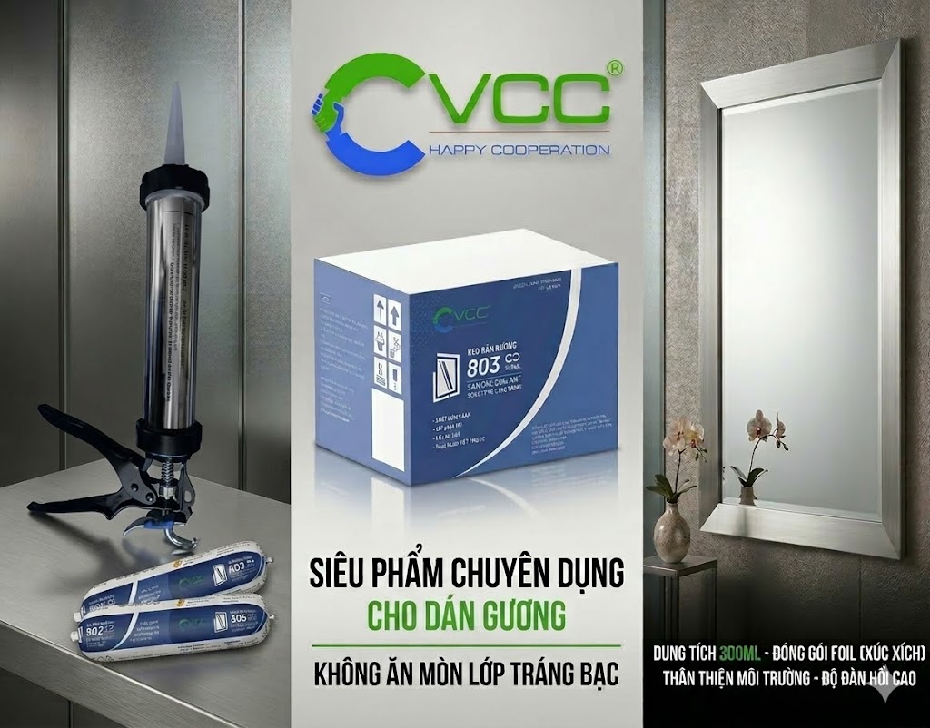 Keo dán gương VCC 803 dạng xúc xích (Foil) thân thiện môi trường » VCC Sealant - Sản xuất, phân phối keo silicone và chất kết dính chuyên nghiệp Trọn Bộ Keo Dán Gương Vcc 803 Quy Cách đóng Gói Dạng Xúc Xích foil 300ml Và Súng Bắn Keo Chuyên Dụng Sản Phẩm Giúp Lắp đặt Gương Nội Thất Sang Trọng Tuyệt đối Không ăn Mòn Lớp Tráng Bạc Vcc Sealant Sản Xuất Phân Phối Keo Silicone Và Chất Kết Dính Chuyên Nghiệp